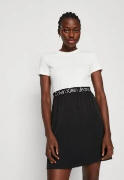 Calvin Klein Jeans Logo Elastic Dress - Jersey Dress - Ancient White/Black 9 Calvin Klein Jeans Logo Elastic Dress - Jersey Dress - Ancient White/Black -Modern Classic Shoes Store 814f0f5c3c57441b924446ae22278306