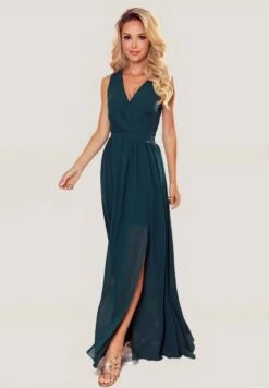 Happy Mama With A Neckline And A Tie On The Back - Maxi Dress - Bottle Green