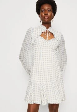 By Malina Lucille Mini Dress French Ditsy - Cocktail Dress / Party Dress - Mottled Light Blue -Modern Classic Shoes Store 879975753e9d4de4a04ee7dc3623ba41