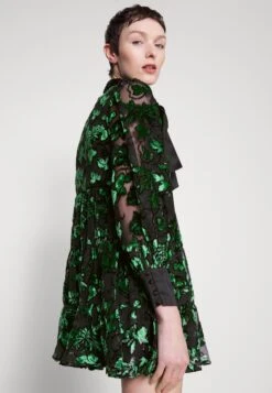 Alice + Olivia Rowen Bow - Cocktail Dress / Party Dress - Black/Emerald -Modern Classic Shoes Store 895dd1434ade4e788c6810a95f59bb92