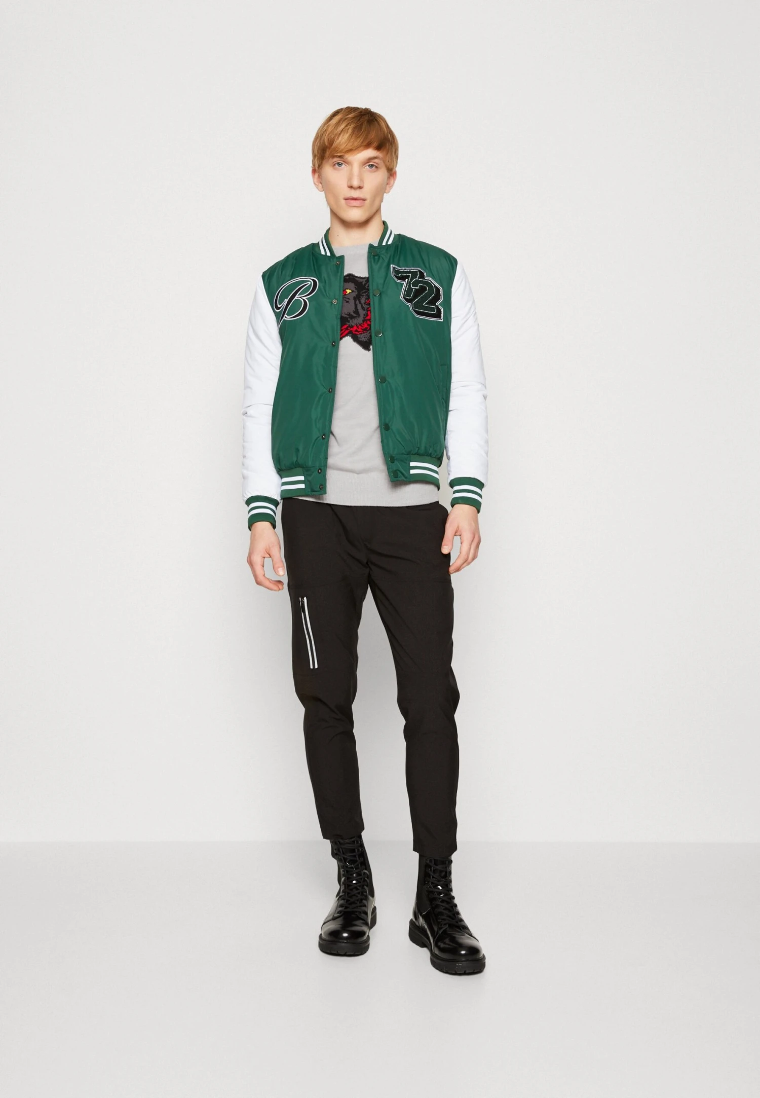 BRAVE SOUL Brodygreen - Bomber Jacket - Green/White 2 BRAVE SOUL Brodygreen - Bomber Jacket - Green/White - Image 2