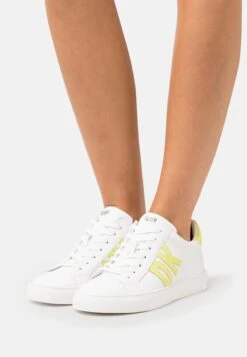 DKNY Abeni Lace Up- Trainers - Bright White/Chartreuse