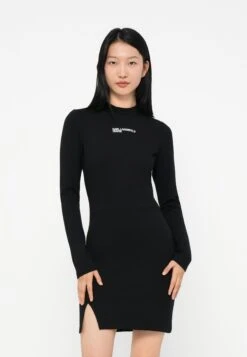 Karl Lagerfeld Jeans MILANO MOCK NECK DRESS - Jersey Dress - Black