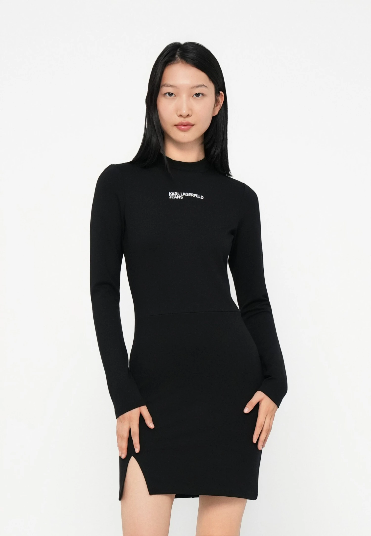 Karl Lagerfeld Jeans MILANO MOCK NECK DRESS - Jersey Dress - Black 1 Karl Lagerfeld Jeans MILANO MOCK NECK DRESS - Jersey Dress - Black