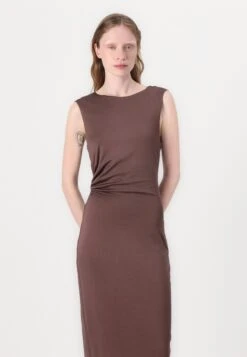 MARQUIS RUCHED CUT OUT MIDI DRESS - Jersey Dress - Chocolate 9 MARQUIS RUCHED CUT OUT MIDI DRESS - Jersey Dress - Chocolate -Modern Classic Shoes Store 92fdc728fac74797ac4a88497fb519ee