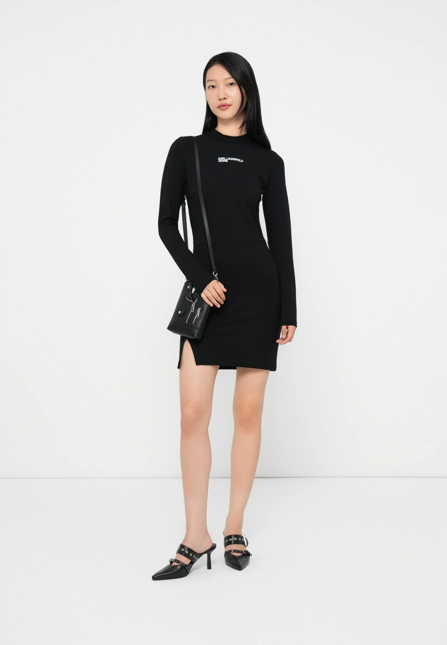 Karl Lagerfeld Jeans MILANO MOCK NECK DRESS - Jersey Dress - Black 2 Karl Lagerfeld Jeans MILANO MOCK NECK DRESS - Jersey Dress - Black - Image 2