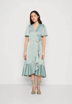 Yasthea Midi Wrap Dress - Cocktail Dress / Party Dress - Green Milieu