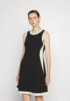 DKNY Fit And Flare Mini Dress - Jumper Dress - Black/Elegant Beige