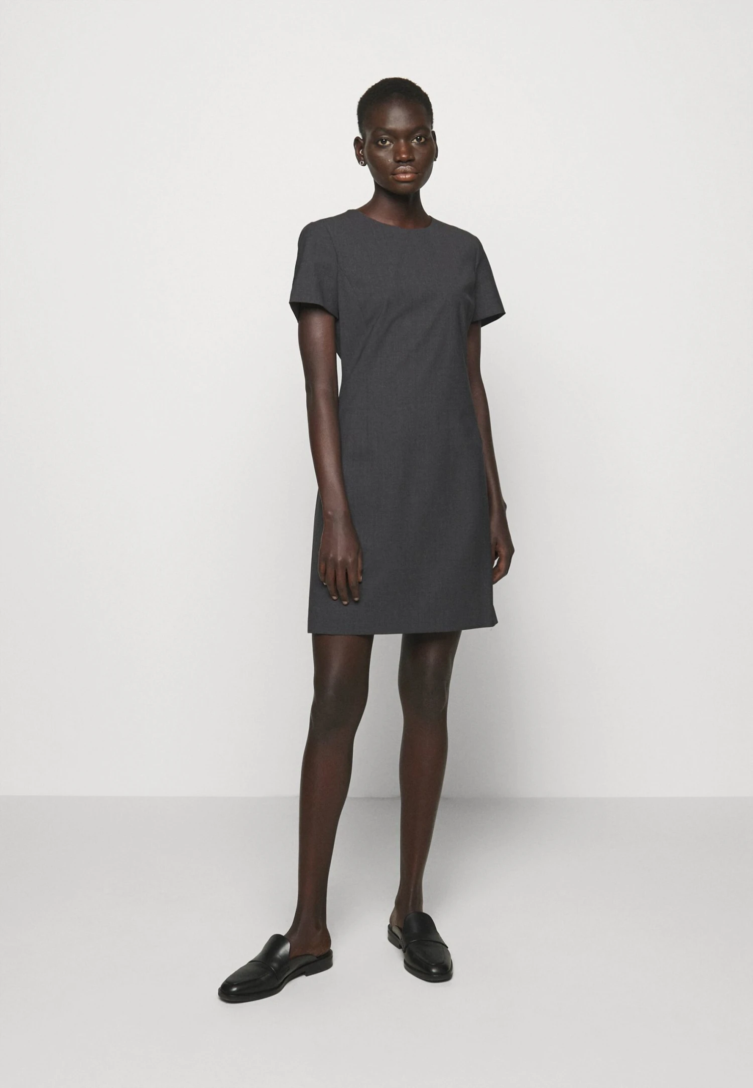 THEORY Jatinn Traceable Woo - Shift Dress - Charcoal Melange 1 THEORY Jatinn Traceable Woo - Shift Dress - Charcoal Melange