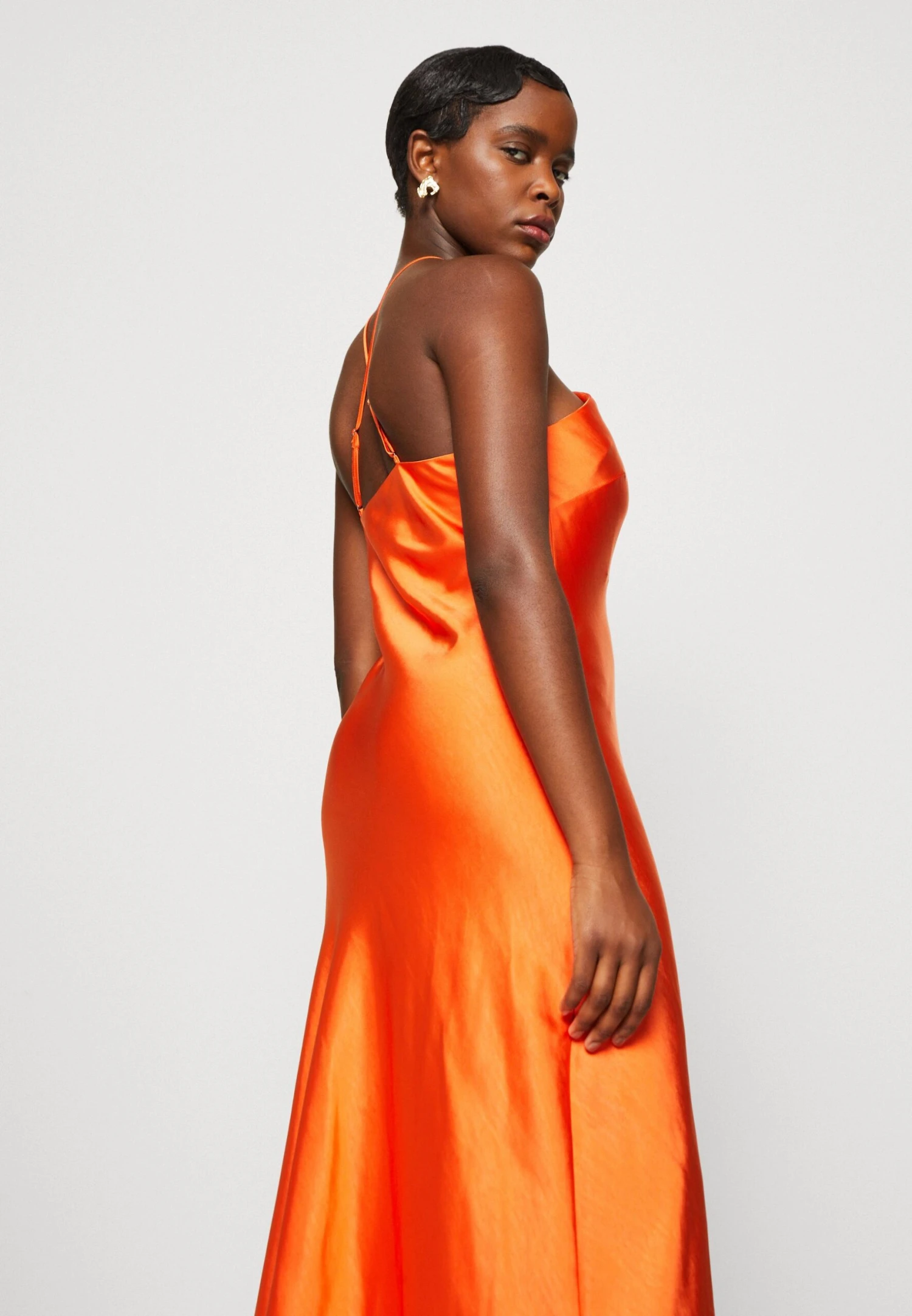 Papaya Midi Dress- Cocktail Dress / Party Dress - Red Orange 4 Papaya Midi Dress- Cocktail Dress / Party Dress - Red Orange - Image 4