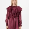 YASELOISE SHINY RUFFLE DRESS - Cocktail Dress / Party Dress - Mauve Wine