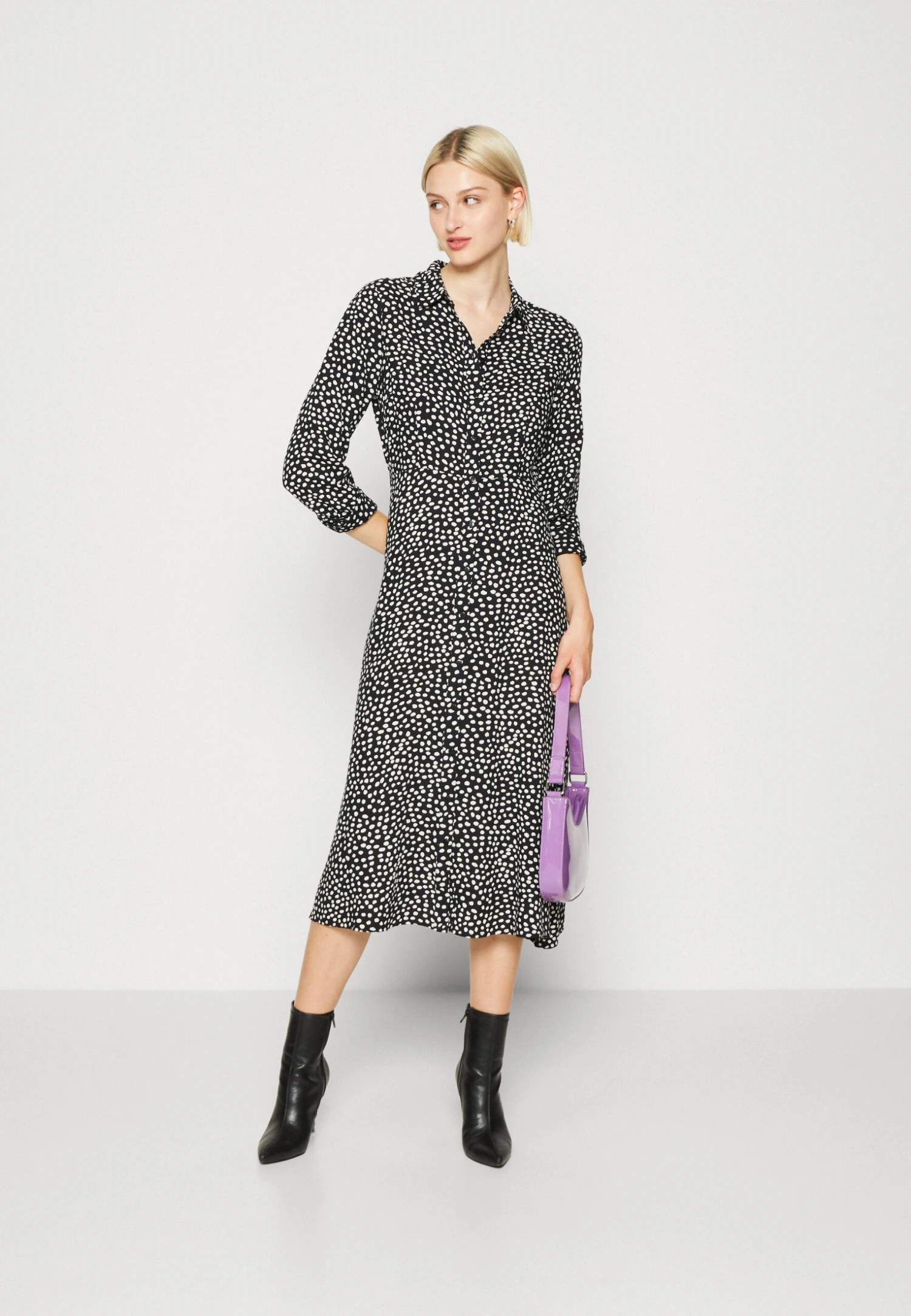 Pieces Pcnova Midi Dress - Shirt Dress - Black/Cloud Dancer 2 Pieces Pcnova Midi Dress - Shirt Dress - Black/Cloud Dancer - Image 2