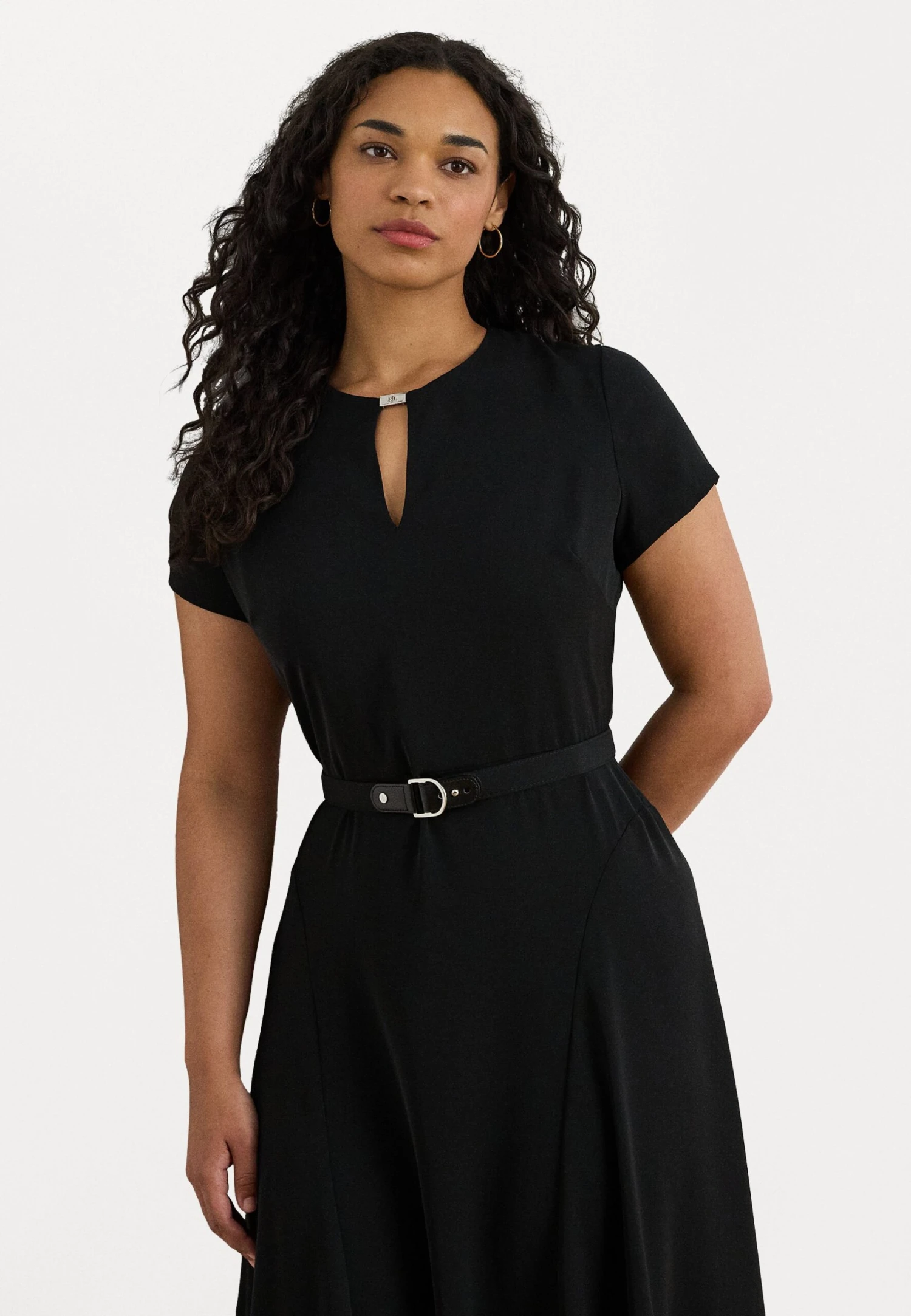 BELTED GEORGETTE DRESS - Day Dress - Black 1 BELTED GEORGETTE DRESS - Day Dress - Black