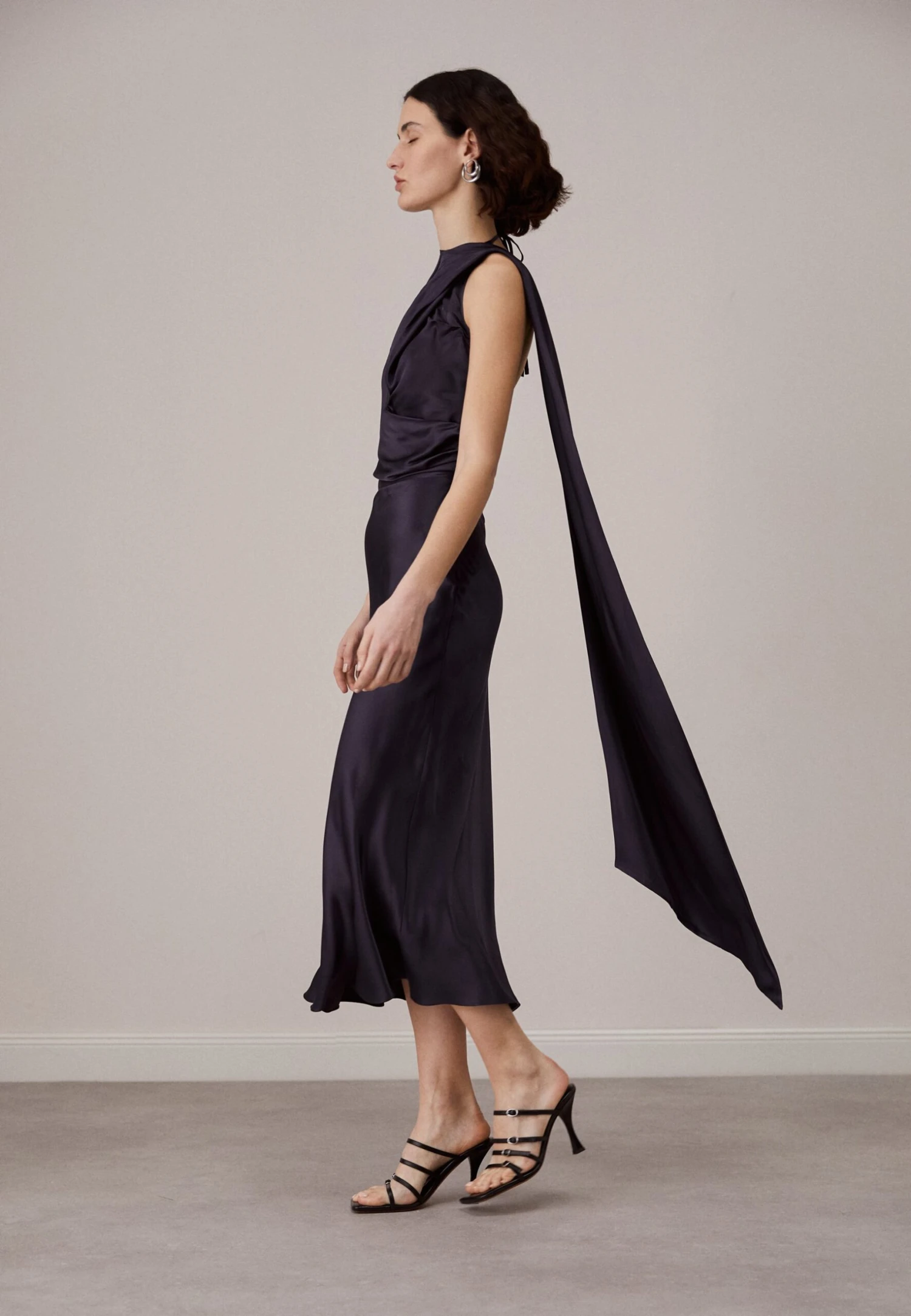 Materiel Long Scarf Dress - Cocktail Dress / Party Dress - Deep Purple 1 Materiel Long Scarf Dress - Cocktail Dress / Party Dress - Deep Purple