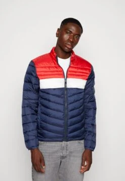 Jack & Jones Jjehero Puffer Collar - Light Jacket - Navy Blazer /True Red