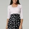 Happy Mama Jersey Dress - Powder Pink Black With Dots