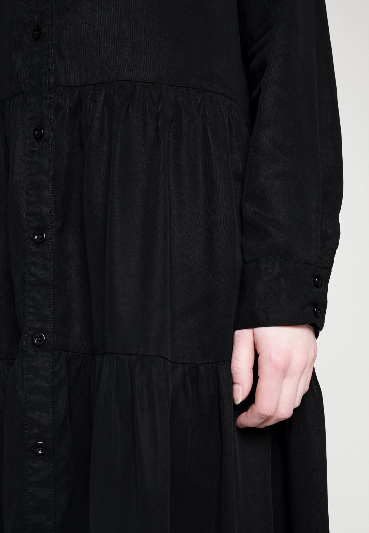 True Religion Ruffles Seersucker Dress - Shirt Dress - Black 7 True Religion Ruffles Seersucker Dress - Shirt Dress - Black - Image 7