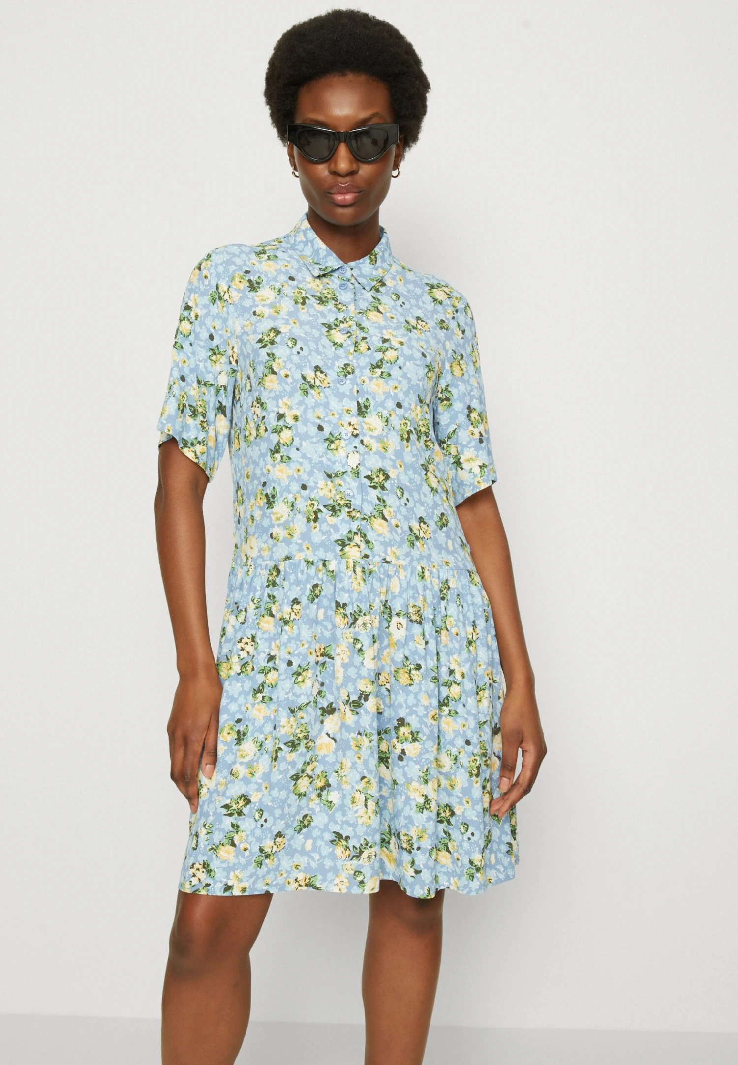 Marc O'Polo DENIM Dress Short Sleeve Half Button Placket Collar - Shirt Dress - Multi/Soft Sky Blue 4 Marc O'Polo DENIM Dress Short Sleeve Half Button Placket Collar - Shirt Dress - Multi/Soft Sky Blue - Image 4