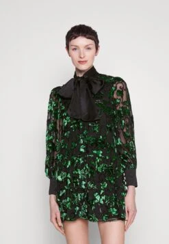 Alice + Olivia Rowen Bow - Cocktail Dress / Party Dress - Black/Emerald