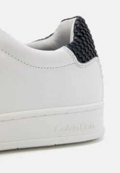 Calvin Klein LOW TOP LACE UP WOVEN - Trainers - White/navy -Modern Classic Shoes Store ca8600841ea64807aa46e246ee423a96