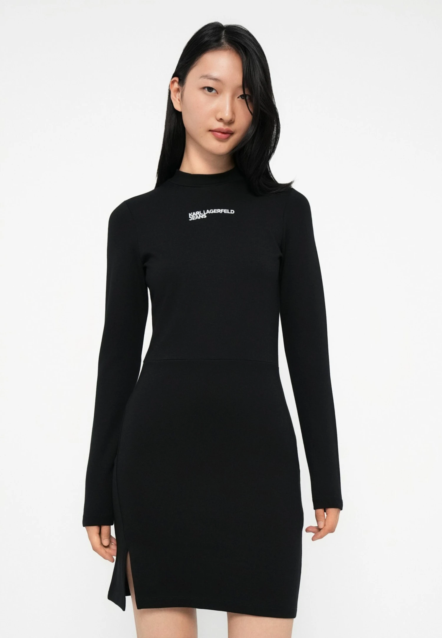 Karl Lagerfeld Jeans MILANO MOCK NECK DRESS - Jersey Dress - Black 4 Karl Lagerfeld Jeans MILANO MOCK NECK DRESS - Jersey Dress - Black - Image 4
