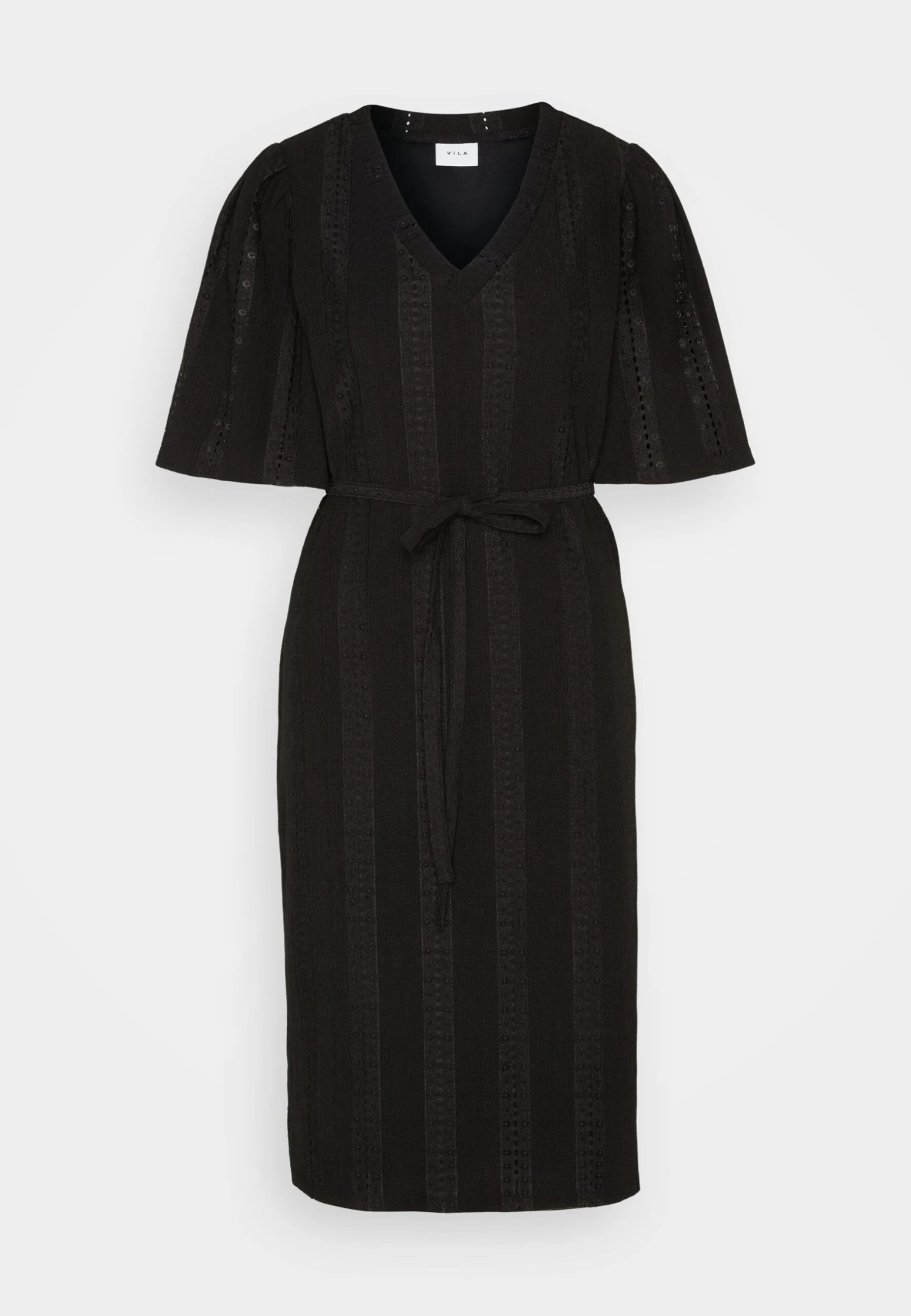 Vila Viagatha V-Neck 2/4 Knee Dress - Day Dress - Black 5 Vila Viagatha V-Neck 2/4 Knee Dress - Day Dress - Black - Image 5