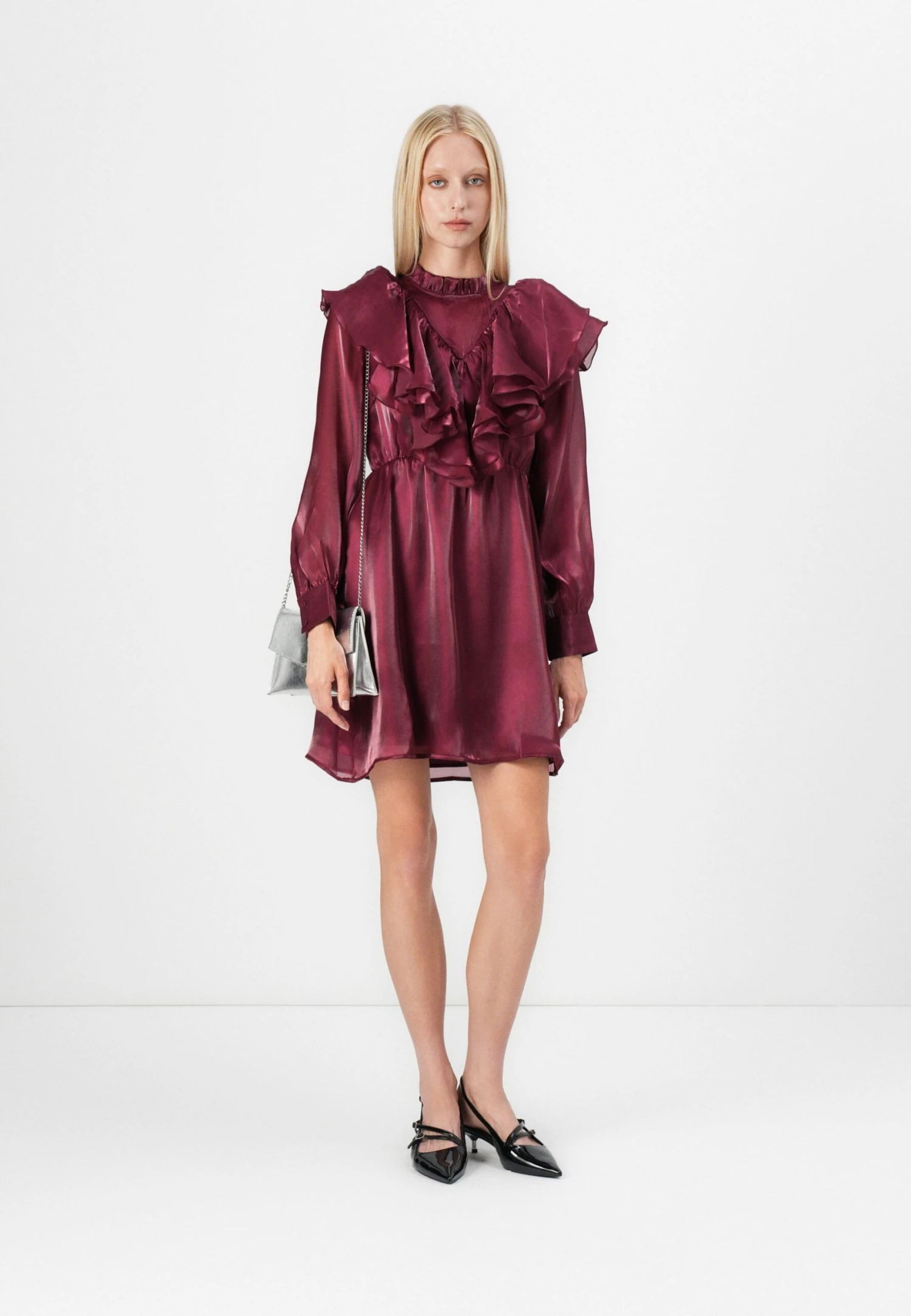 YASELOISE SHINY RUFFLE DRESS - Cocktail Dress / Party Dress - Mauve Wine 2 YASELOISE SHINY RUFFLE DRESS - Cocktail Dress / Party Dress - Mauve Wine - Image 2