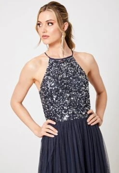 Bridesmaid Embellished Halter Neck Sequin - Cocktail Dress / Party Dress - Grey -Modern Classic Shoes Store d8c635bb95df456d8029fa8557b8c429