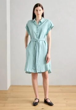Marc O'Polo SHIRT DRESS SHORT LENGTH COLLAR BELT AT WAIST - Shirt Dress - Pure Teal