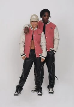 Lamar Varsity Jacket Unisex - Faux Leather Jacket - Coral -Modern Classic Shoes Store da79dc0c8f6446288071845f3a0ab1e8