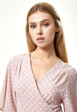 Liquorish Polka Dot Wrap- Day Dress - Pink -Modern Classic Shoes Store dcdf67caad2c42e8b44764caae1a7d5d