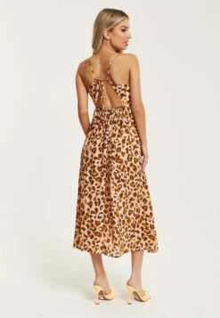 Liquorish Leopard Strappy MidiWith Open Back - Day Dress - Brown -Modern Classic Shoes Store e2a302d5d7d149948fafc72975b45d4a