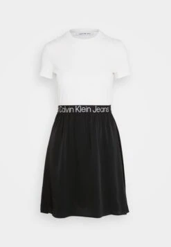 Calvin Klein Jeans Logo Elastic Dress - Jersey Dress - Ancient White/Black 10 Calvin Klein Jeans Logo Elastic Dress - Jersey Dress - Ancient White/Black -Modern Classic Shoes Store e3469726bfff4bcf884559af05636c61