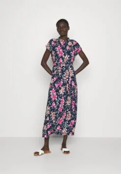 Vero Moda Tall Vmhallie Long Tie Dress - Shirt Dress - Navy Blazer/Small Rose