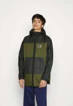 Nike Sportswear Waterproof Jacket - Rough Green/Dark Smoke Grey/Black/Safety Orange -Modern Classic Shoes Store ea0ce5e58b614aed869d7d8daeb59c74