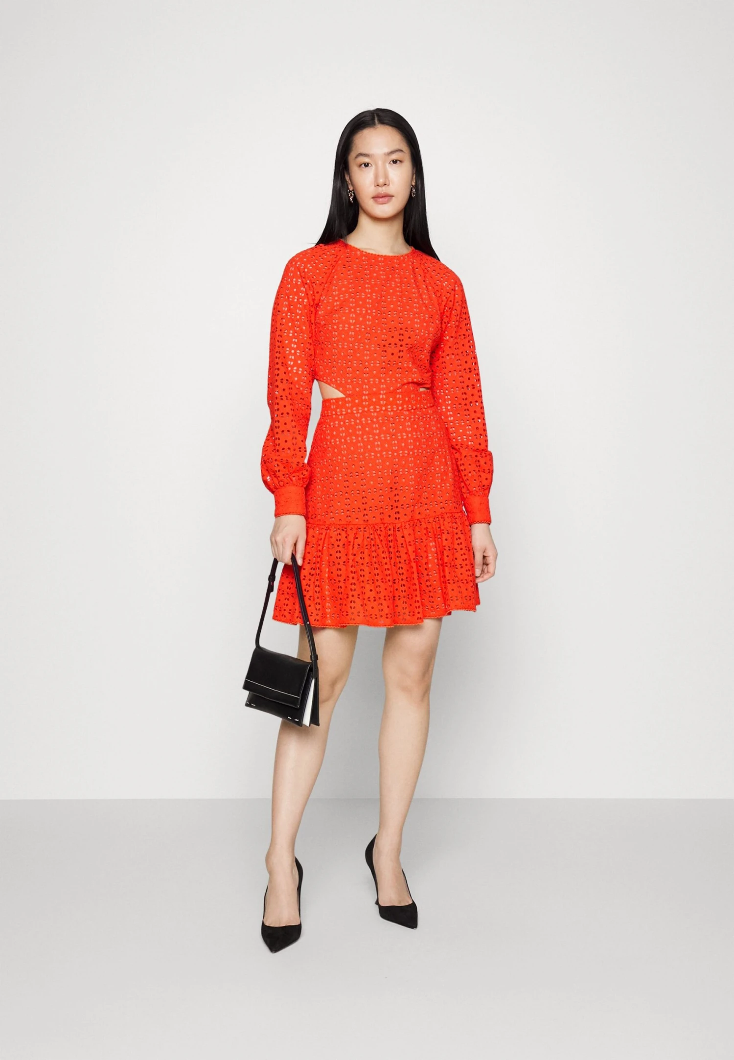 MICHAEL Michael Kors Eyelet Cut Out Mini- Cocktail Dress / Party Dress - Optic Orange 2 MICHAEL Michael Kors Eyelet Cut Out Mini- Cocktail Dress / Party Dress - Optic Orange - Image 2