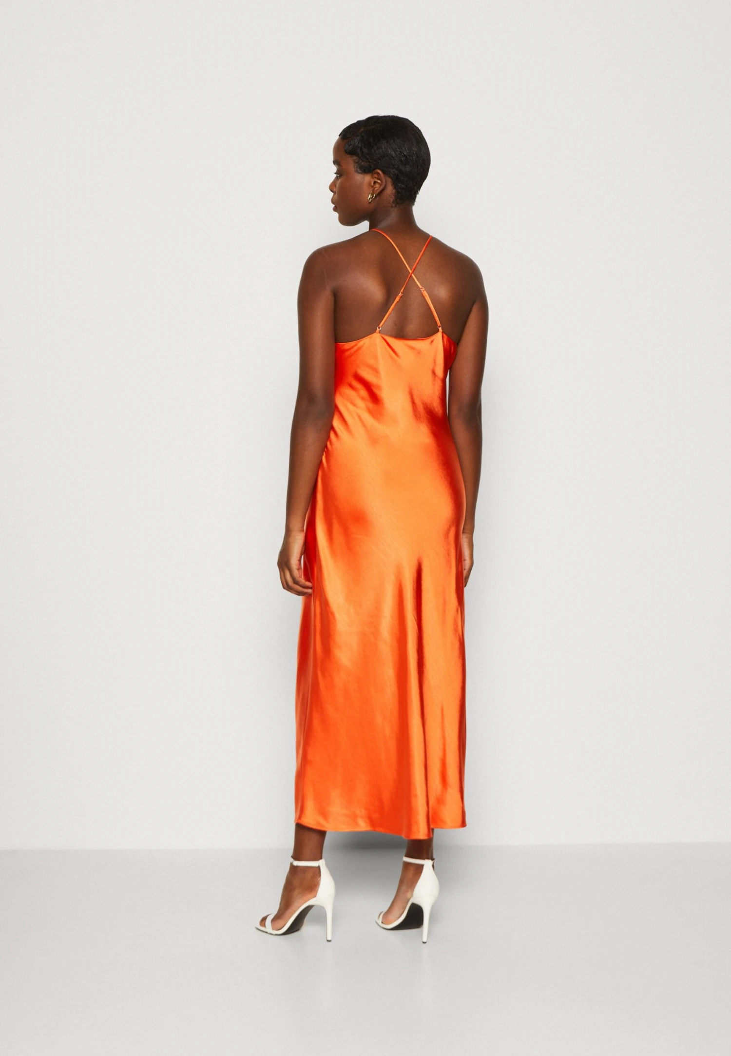 Papaya Midi Dress- Cocktail Dress / Party Dress - Red Orange 3 Papaya Midi Dress- Cocktail Dress / Party Dress - Red Orange - Image 3