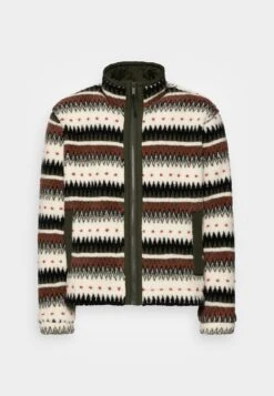 Selected Homme Slhchinook - Fleece Jacket - Oatmeal/Green/Black/Orange