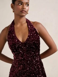 RILEY SEQUIN HALTER MINI - Cocktail Dress / Party Dress - Winetasting -Modern Classic Shoes Store f852b5ad02cd476f943292d6428afbf3