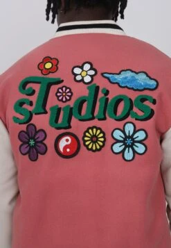 Lamar Varsity Jacket Unisex - Faux Leather Jacket - Coral -Modern Classic Shoes Store f986d7d94a644611ab0775d98e9acc81