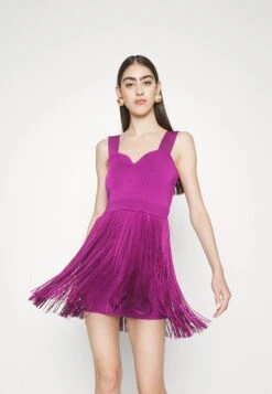 HERVE LEGER Fringe Ottoman Sweeheart Mini Dress - Shift Dress - Mulberry -Modern Classic Shoes Store fa991c6038e24947aae42b634a8f171e