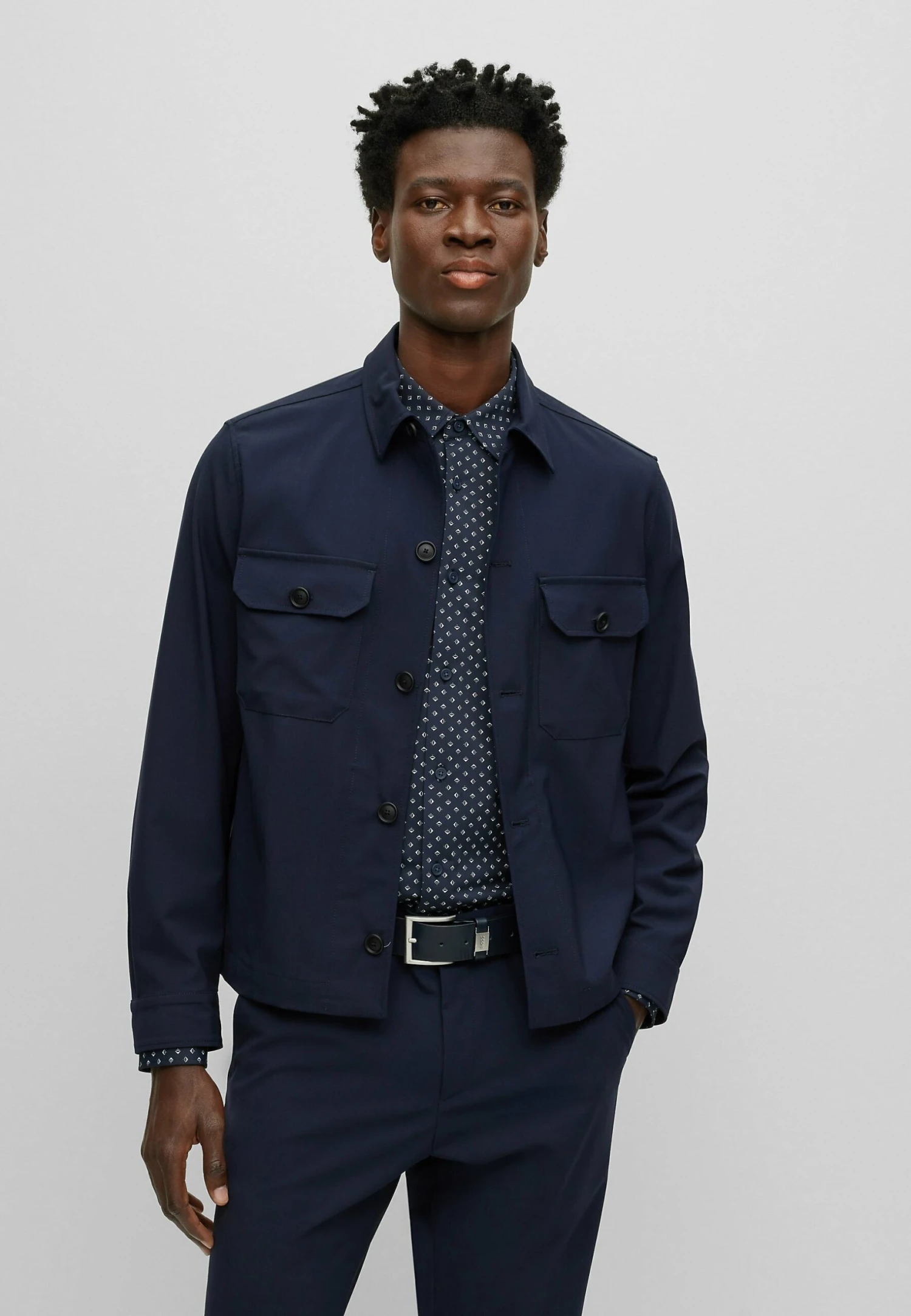 Boss P-Carper-Os-Wg-233F - Summer Jacket - Dark Blue Four 1 Boss P-Carper-Os-Wg-233F - Summer Jacket - Dark Blue Four