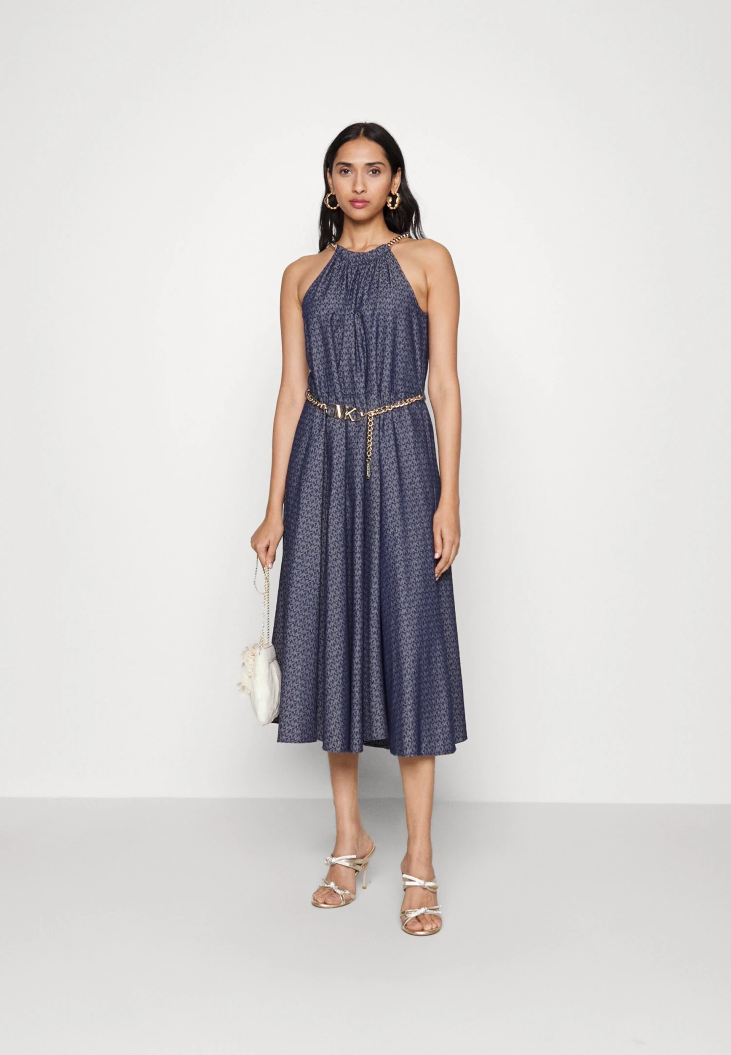 MICHAEL Michael Kors Chain Belt Halter- Cocktail Dress / Party Dress - Indigo Rinse 2 MICHAEL Michael Kors Chain Belt Halter- Cocktail Dress / Party Dress - Indigo Rinse - Image 2