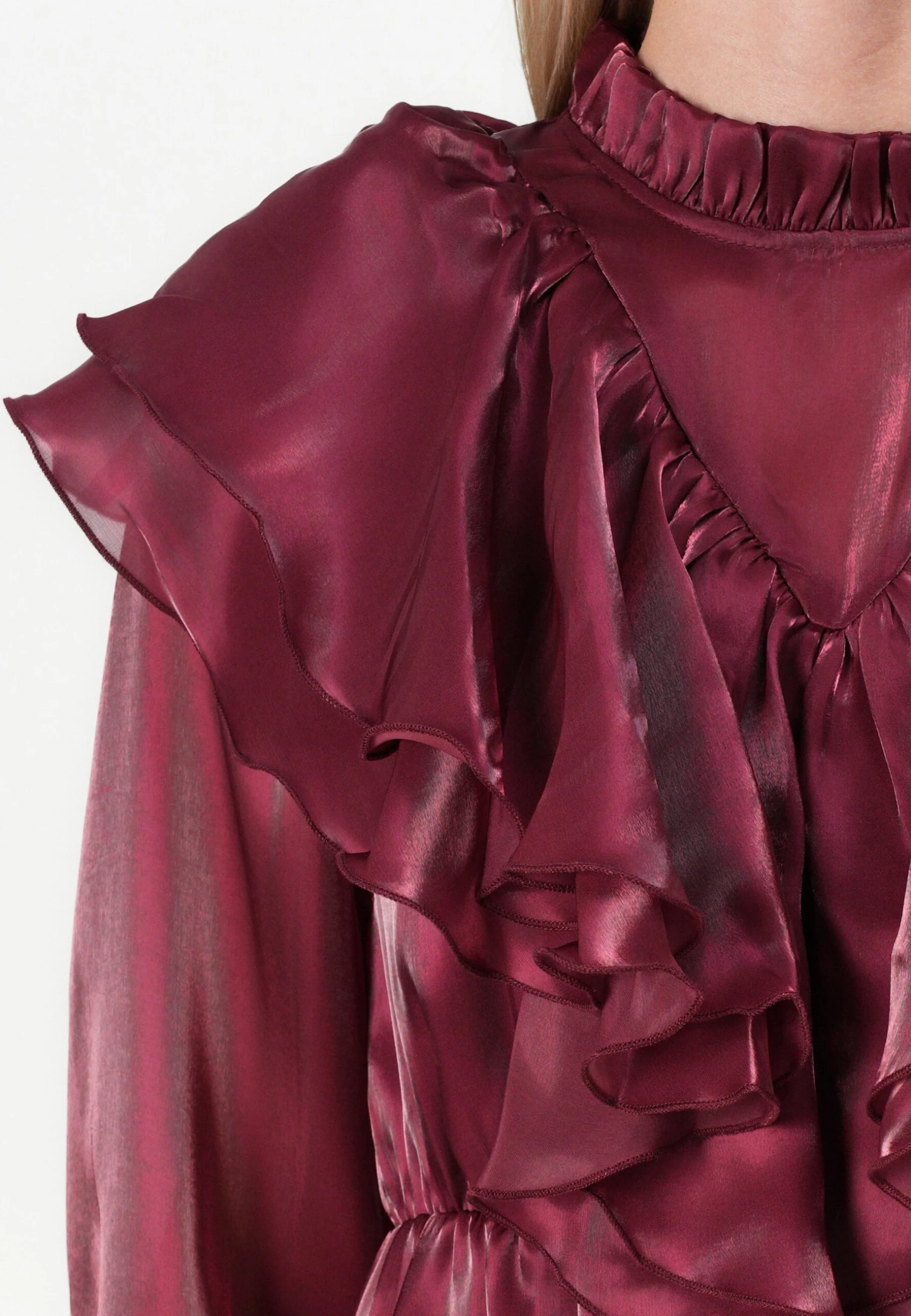 YASELOISE SHINY RUFFLE DRESS - Cocktail Dress / Party Dress - Mauve Wine 6 YASELOISE SHINY RUFFLE DRESS - Cocktail Dress / Party Dress - Mauve Wine - Image 6